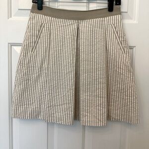 Banana Republic Pleated Brown and White Striped Mini Skirt- Size 0
